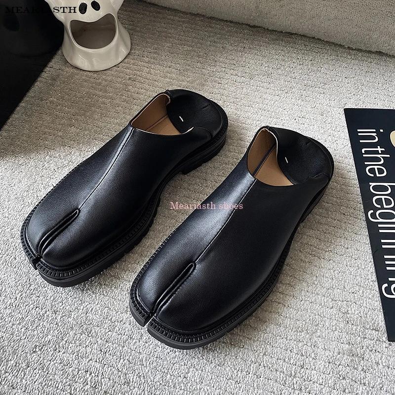 Femei Pantofi Tabi din piele neagră lucioasă de primăvară Toc gros Pantofi joasă Bărbați mărimea 46 cu șireturi Casual alb pantof cuplu sport nou