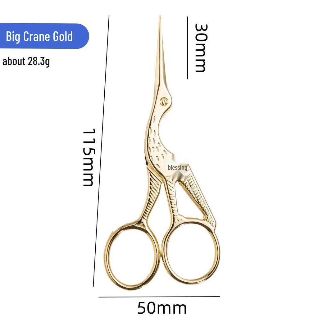 Creative Gold Crane Retro Titanium Thread Scissors for Cross Stitch and Tea Art