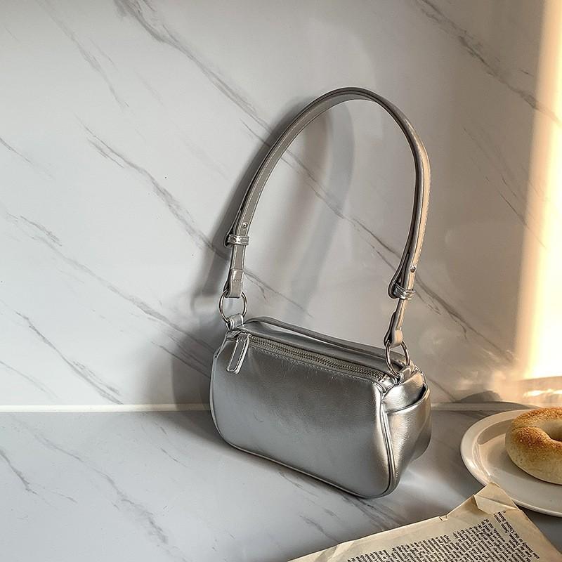 Processed Bag Women s Silver Small Square Korean Style Simple All-matching Cross-body Fashionable High-end Shoulder