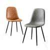 Faux Leather Dining Chairs Metal Legs Kitchen Seating Charlton Brown Upholstered Side Chairs Elegant Room Arrangement