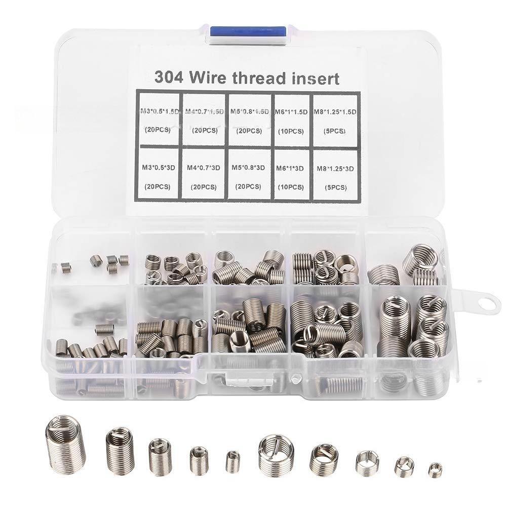 150Pcs Boxed 304 Stainless Steel Wire Thread Insert Thread Repair Sleeve M3-M8 Set