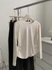 Women's Korean Style Long-Sleeve Ruched Waist Top - Round Neck, Autumn Base Layer Shirt