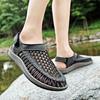 Men Outdoor Hiking Sandals Handmade Summer Black Roman Sandals Wide Beach Water Shoes Plus Size