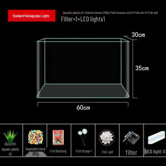 Mini Eco Fish Tank: Hot-Bent Glass, Desktop Goldfish Betta Aquarium, Water-Free Design for Living Room