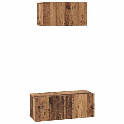 Wall Mounted TV Cabinet Set 2 Pcs Reclaimed Wood Effect Particleboard