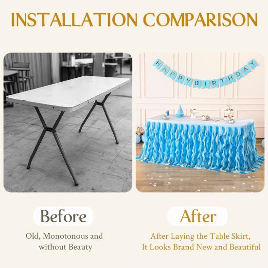 Curly Willow Table Skirt for Rectangle Round Tables 6ft Ruffle Tutu Table Cloth Reusable Table Skirt for Baby Shower Birthday Party Candy Cake Tables
