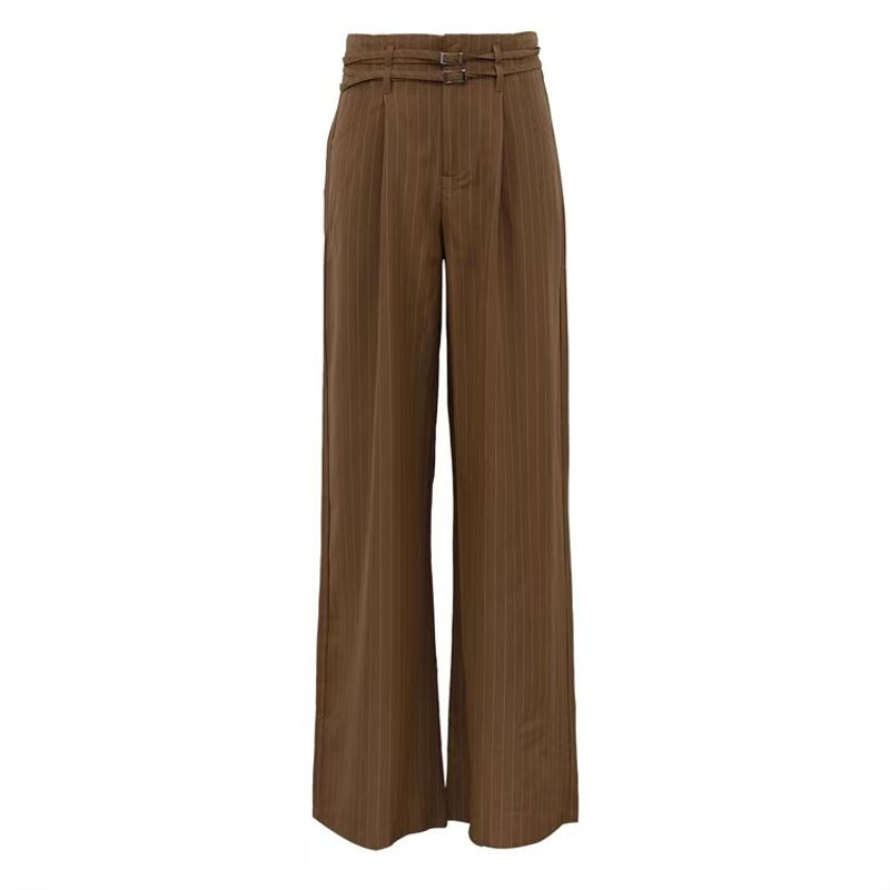 

Западный стиль Новая мода Полосатые Свободные Широкие брюки Кэжуал Полосатые Прямые брюки Khaki L