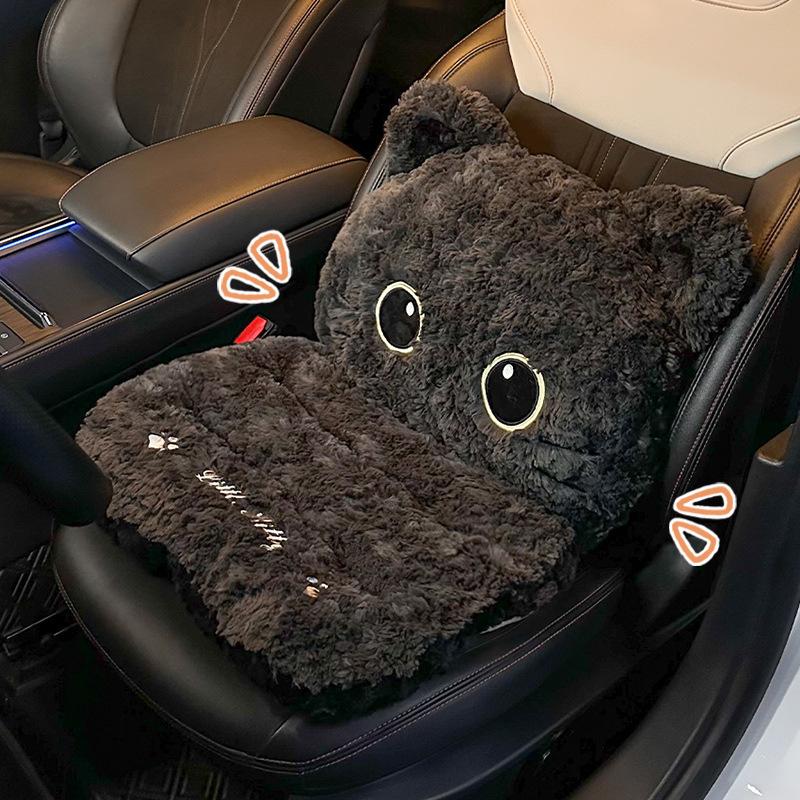 Car Seat Cushion Winter Integrated Warm Cartoon Seat Cushion Car Lumbar Support Neck Pillow Waist Rest Cute Plush Dog Backrest