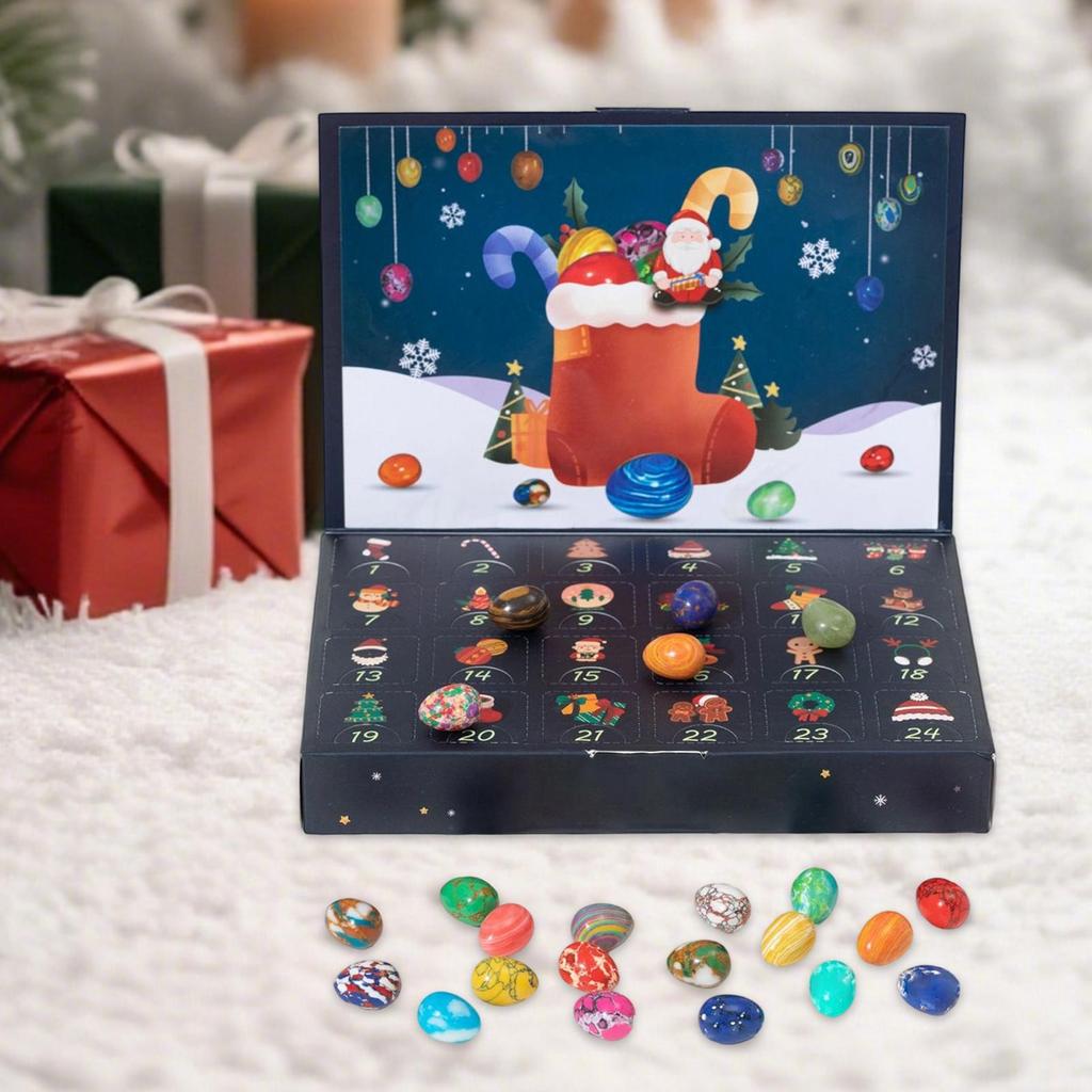 2025 Christmas Advent Calendar 24 Days Natural Crystal Christmas Countdown Calendar For Kids Geology Stone Gemstone Collection