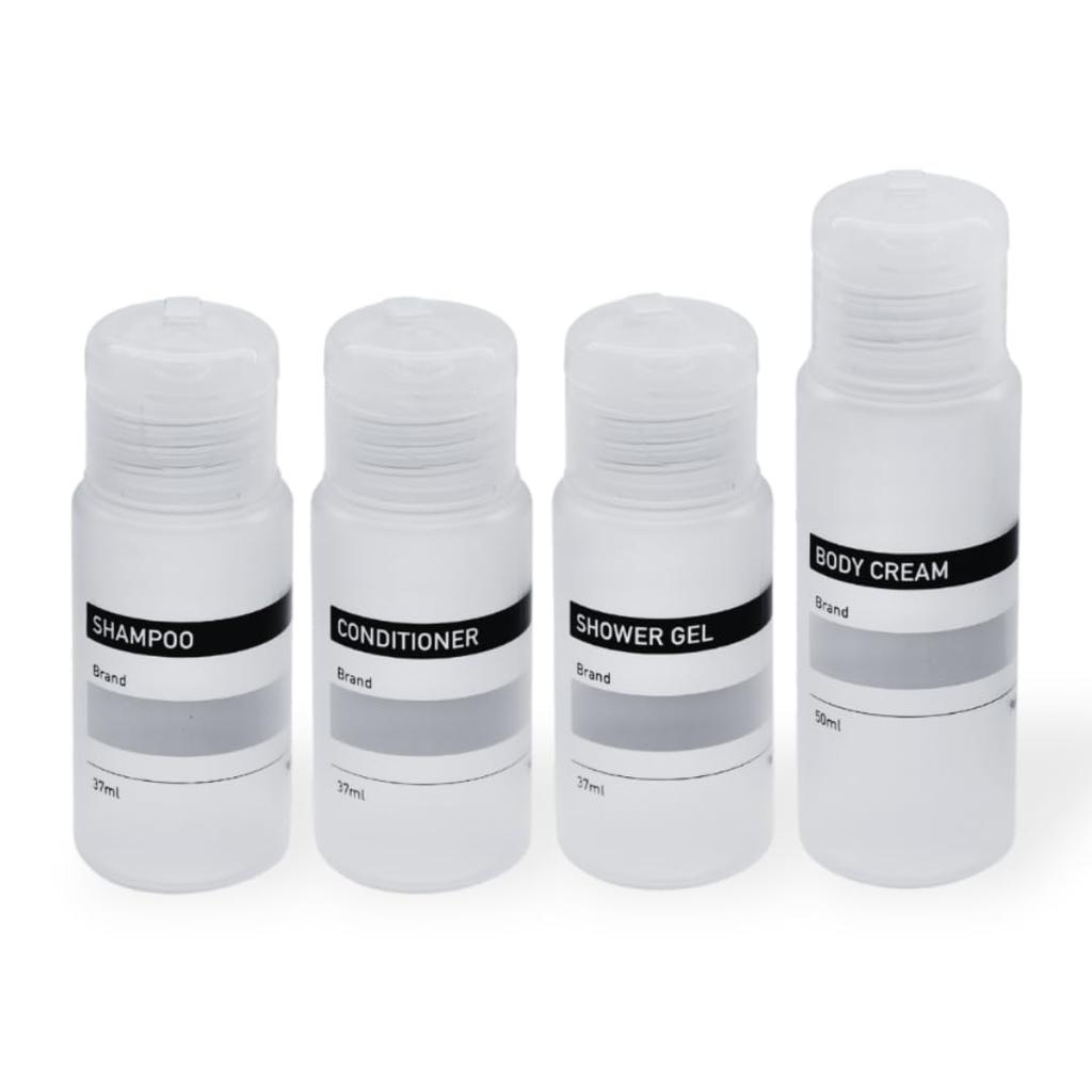 Set of 4 Papagear Travel 37mL and Made in for Shower and Body Cream Bottles, 50mL, Refillable, Carry-On, Japan, Semi-Transparent, Shampoo,