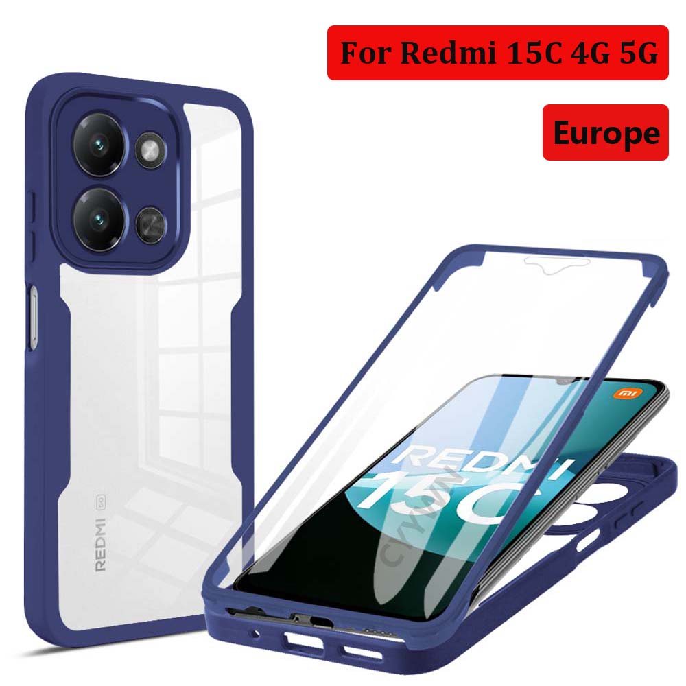 360 Full Body Screen Protector Transparent Case For Redmi 15C 4G 5G Europe 173mm Shockproof Phone Cover
