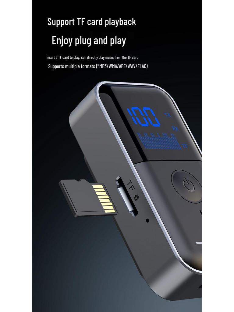 Bluetooth 5.4 2-in-1 Audio Receiver/Transmitter with AUX & Card Slot for Car/Home