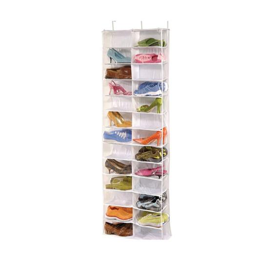 Over The Door Shoe Rack Hanging Shoe Organizer with 26 Large Pockets Foldable Over-the-Door Storage Bag for Closet Door Dormitory