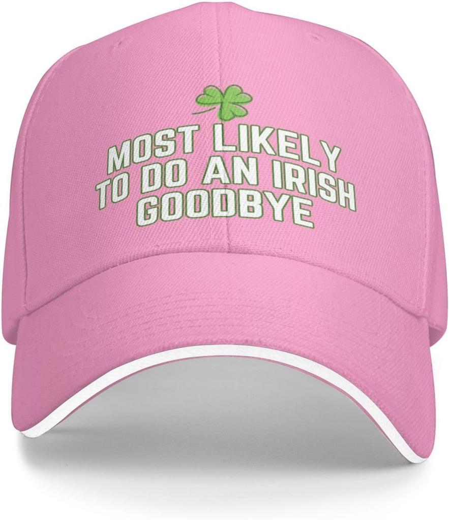 Most Likely To Do An Irish Goodbye Baseball Cap Funny St Patricks Day Polyester Adjustable Cap