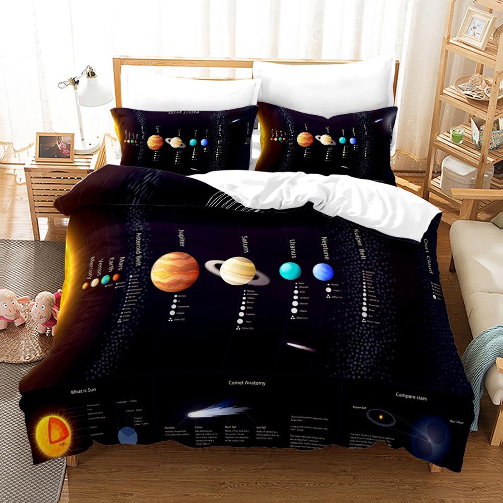 Outer Space Bedding Set  For Children Planet Duvet Cover Bed Cover Comforter Bed Quilt Cover High Quality 240*220