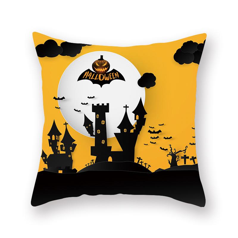 Halloween Pillow Cover Cartoon Pumpkin Head New Peach Skin Cushion Cover Sofa Cushion