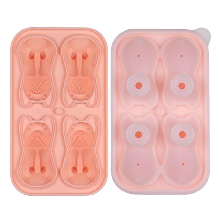 Innovative 4 Cavity 3D Dog Ice Cubes Tray Food Grade Silicone Mould for Unique Drink Presentation Kitchen Tool