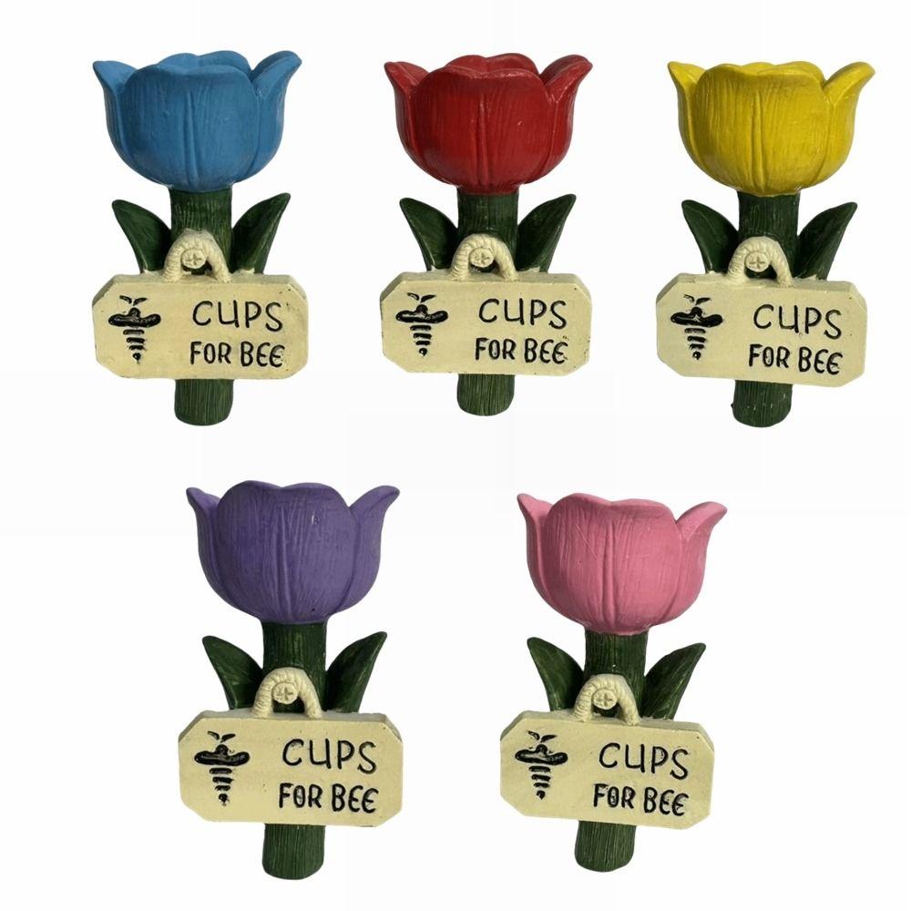 Resin Insect Drinking Cup Flower Shape Garden Decoration Bee Butterfly Water Dispenser  Patio