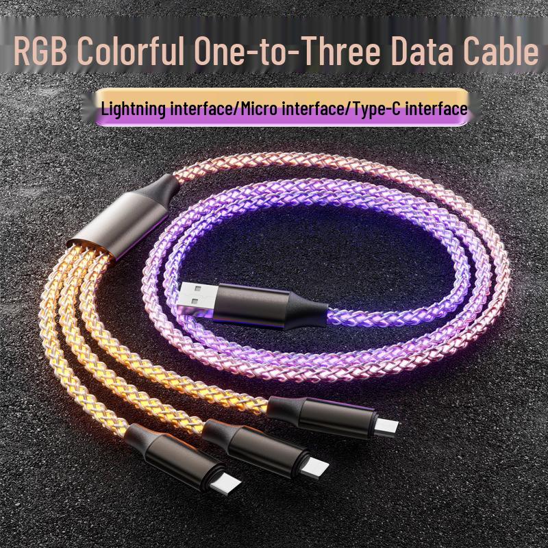 RGB Gradient Multi-Connector Fast Charging Cable with Running Light