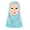 Muslim Children Kids 2 Layer Girls Islamic Scarf Arab Shawls Hijab For 7-11-Year Muslim Children