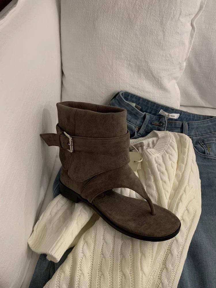 Maillard boots women's new one-pedal short tube toe pinch sandals thick heel western cowboy boots