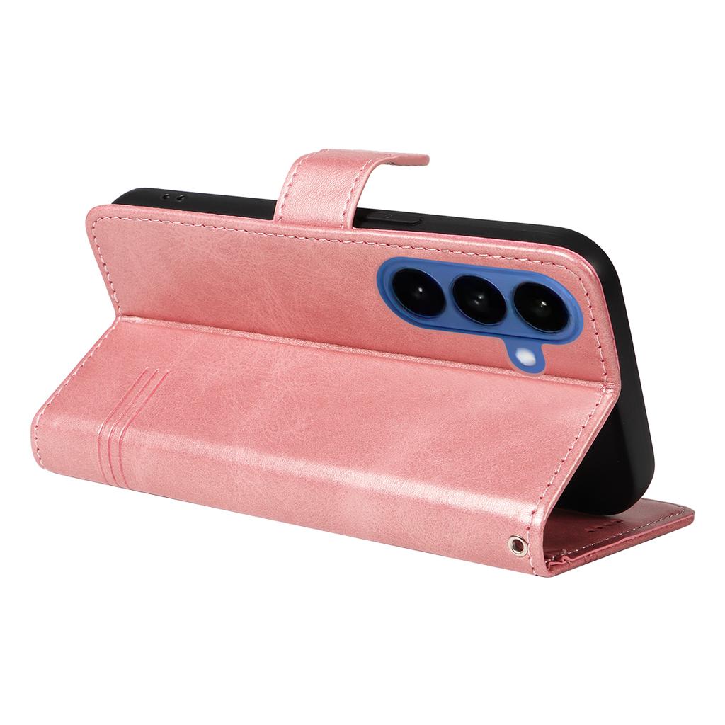 Luxury Line Cards Solt Wallet Flip Leather Phone Case For Samsung S26 Ultra S25 Plus S24 A06 A17 kickstand Bag Book Strap Cover