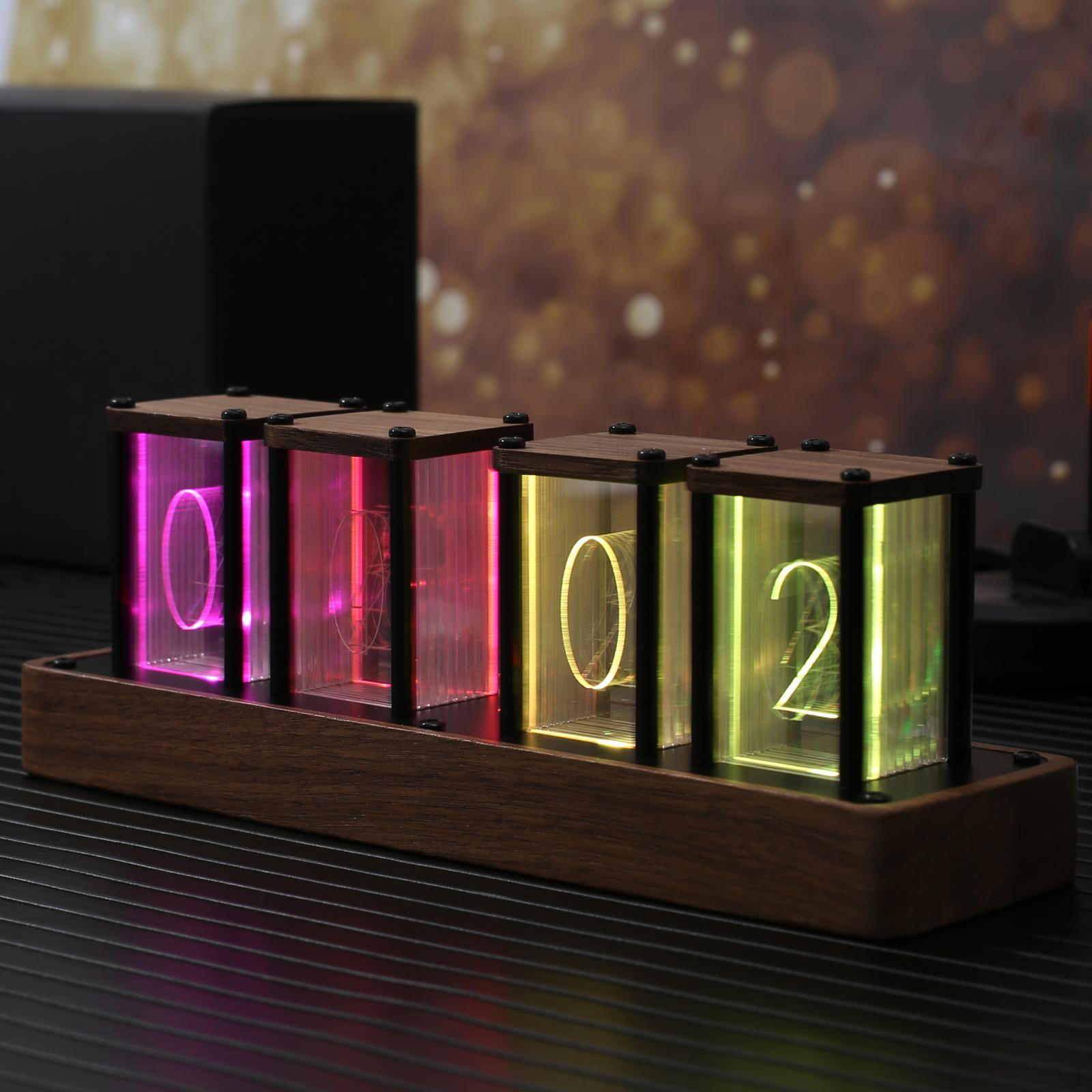 

Ламповые часы с подсветкой, настраиваемым дисплеем и функцией будильника Wooden Four Tube DIY