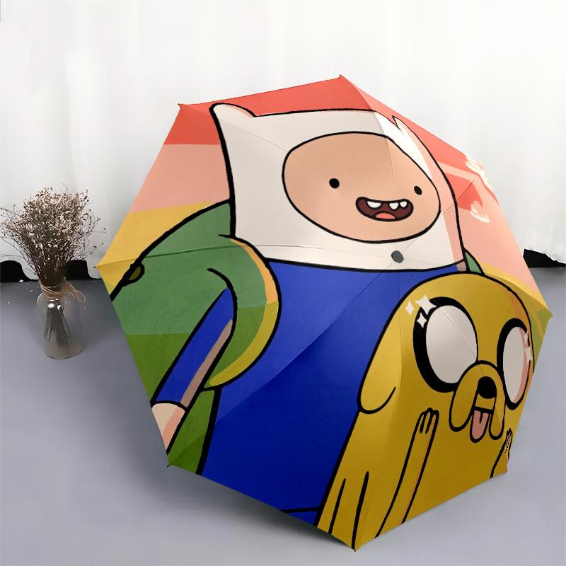 Jake and Finn Pattern, Automatic Folding Umbrella, Portable and Foldable Design, 8 Ribs, a Christmas or Birthday Gift.