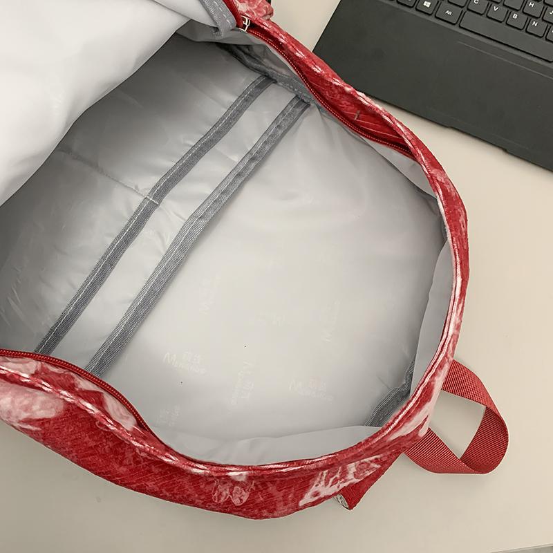 Women's Butterfly Printed Backpack Corduroy Student School Bag Large Capacity Class Backpack