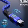 3m USB-C To USB-C Cable 100W 5A/20V Nylon Braided Phone Tablet Fast Charging Digital Display Cord