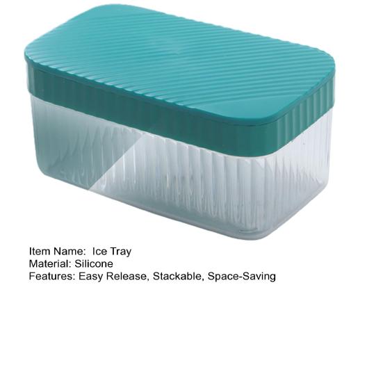 Silicone Ice Cube Tray with Storage Box And Ice Shovel 32 Grids Ice Mold for Freezer Leak-Proof Stackable Ice Maker for Home Party