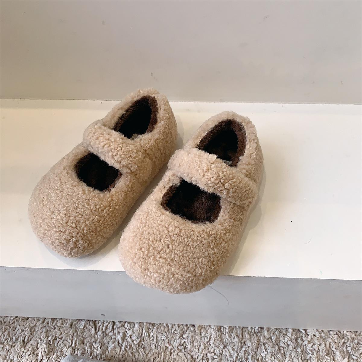 

Корейская версия модной зимней детской пушистой обуви 30 хаки