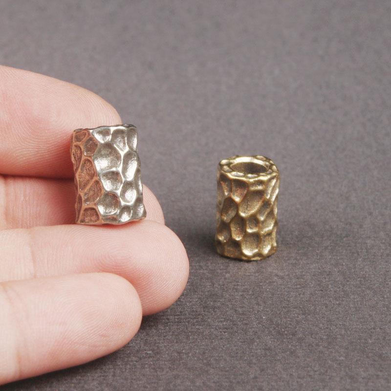 Brass Hammered Spacer & Barrel Beads: Pendant, Paracord & Keyring DIY Accessories