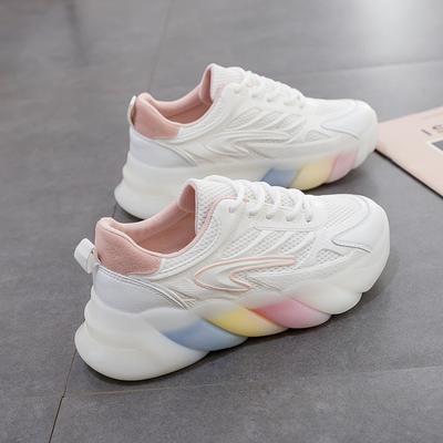 Popcornsohle Dad-Schuhe Damen 2021 Sommer neue dicksohlige kleine weiße Schuhe Mesh atmungsaktive erhöhende Sneaker B08