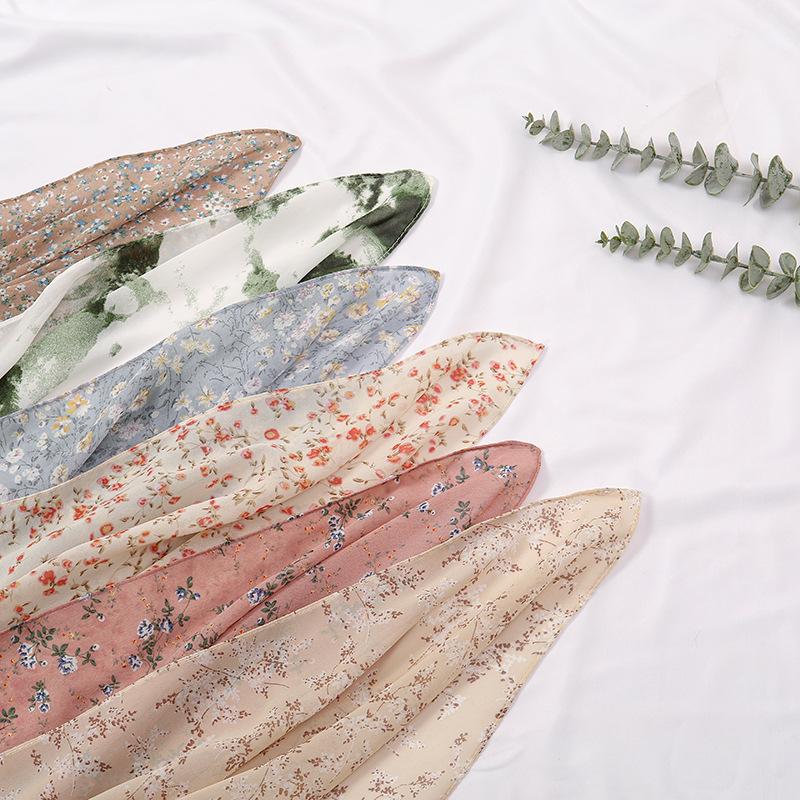 180*70cm Unique Women's Floral Scarves Lightweight Sheer Silky Feeling shawl Chiffon Flowers Printed Scarf