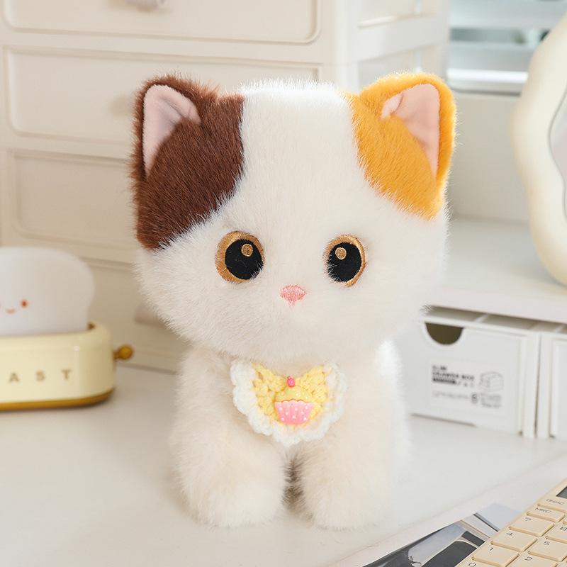 Soft Plush Calico Siamese & Black Cat Dolls - Cute Desktop Companions & Perfect Birthday Gifts for Girls