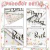 2D Floral Butterfly Happy Birthday Backdrop, Pink Flower Party Photography Background Cloth
