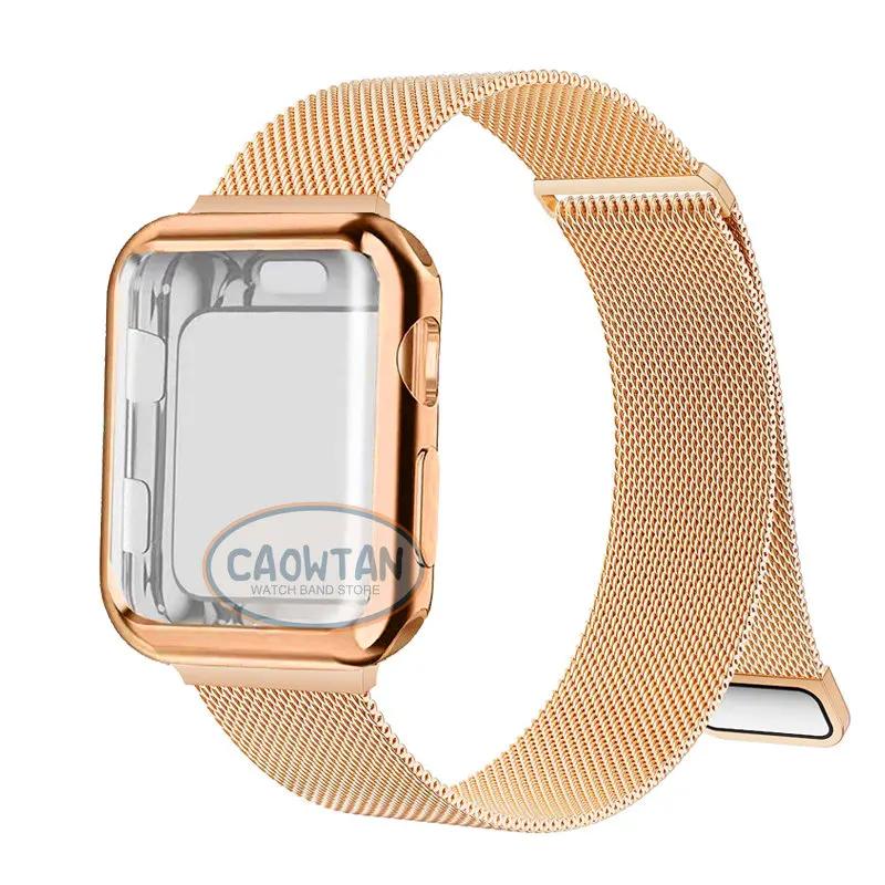 Milánský pouzdro+řemínek pro Apple Watch Band Ultra 49MM 41 40 44mm 38mm 46mm TPU obrazovka iWatch Series 10 9 8 7 6 SE 5 4 Correa 42mm