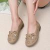 Mom shoes shallow mouth beef tendon soft sole new Doudou shoes flat bottom hollow lazy shoes round head bow breathable