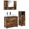 Bathroom Furniture Set 3 Pieces Smoked Oak Plywood and Metal