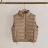 Cotton Vest Women's Autumn and Winter New Stand-up Collar Short Cotton Vest Pocket Zipper Light and Slim Vest