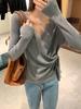 Korean Style Patchwork Lace Waist-Hugging Irregular Knit Top for Women