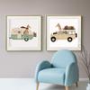 Animals On A Truck Funny Animals Art Nursery Cars Elephant Children Kid Room Decor Canvas Painting Room Home Square Poster Print
