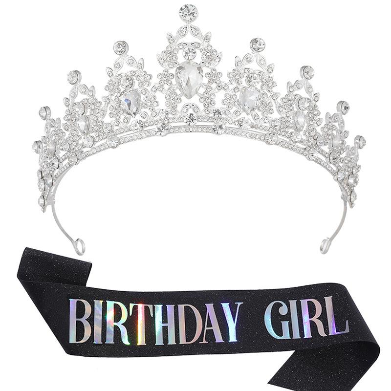 European and American Light Luxury Crystal Crown Hot Diamond Etiquette Belt Birthday Girl Birthday Party Accessories Decoration 2026