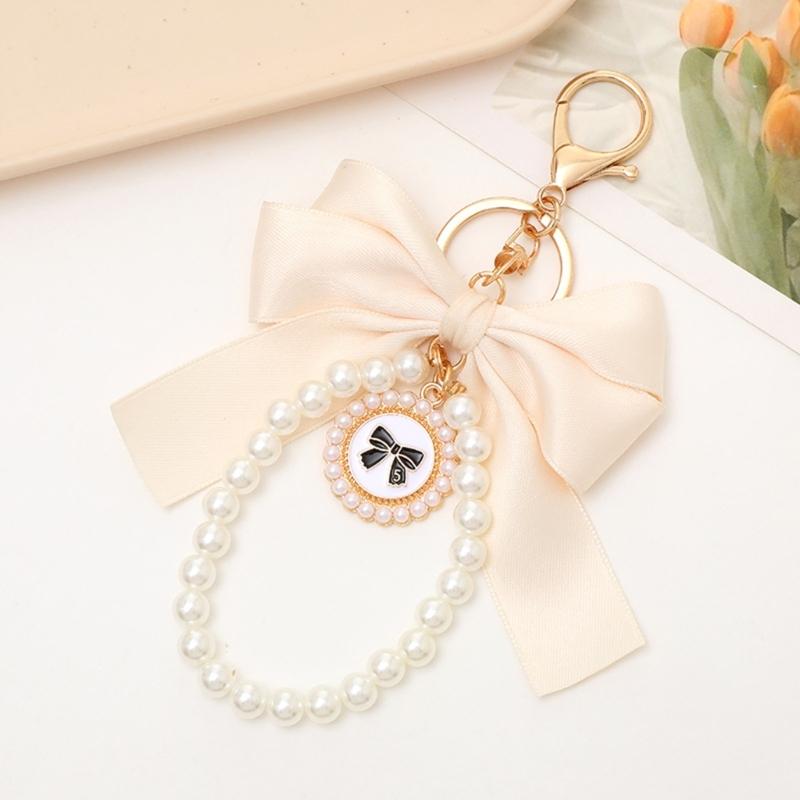 Cute Pearls Butterfly Bows Hanging Ornament For Bags Stylish Black Accessory Bag Charm Pendant Enhancing Your Look