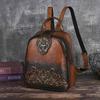 Johnature Embossed Vintage Backpack Versatile Women's Leather Bag Large Capacity Travel Backpacks