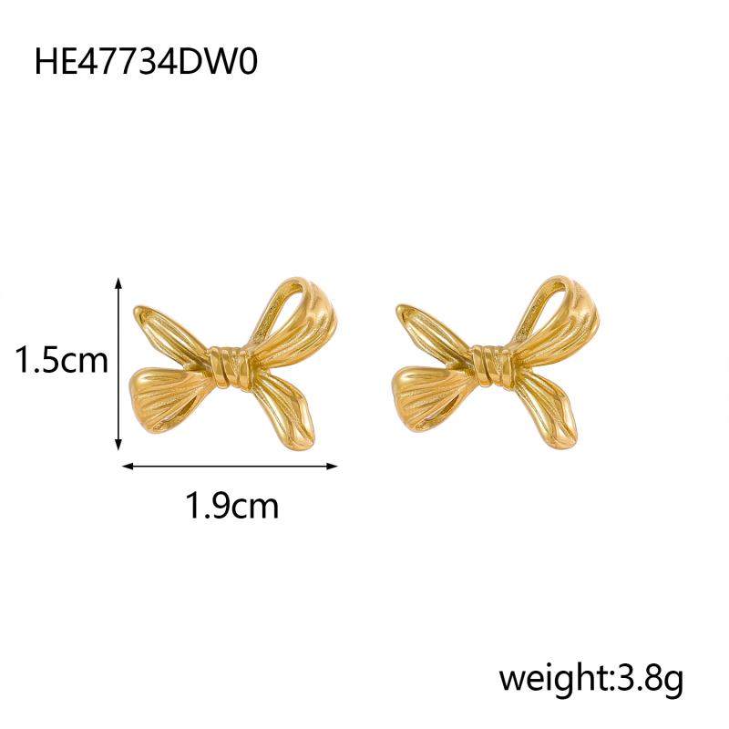 CARLIDANA Fashion Waterproof Stainless Steel Earring Trendy Bow Earrings Gold Plated Butterfly Bow Knot Stud Earrings for Women