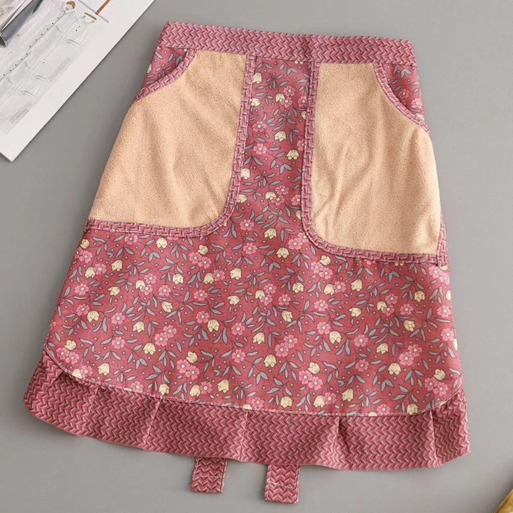Anti-fouling Work Clothes Flower Cooking Half-waist Apron Fashion Half-length Apron  Cooking