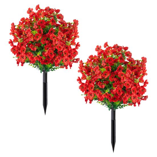 2 Pcs Artificial Violet Ball 23.6" Topiary Trees with Ground Spikes Realistic Fake Shrubs with Violet Blooms for Indoor Front Porch Outdoor Decor