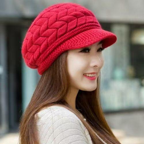 Winter anti-rabbit fur hat women's autumn and winter fashion warm fleece thickened mother hat ear protector knitted duck tongue beret